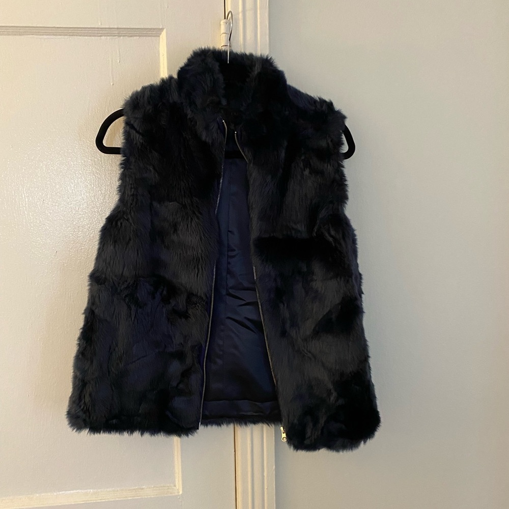 Navy Blue Faux Fur Vest
